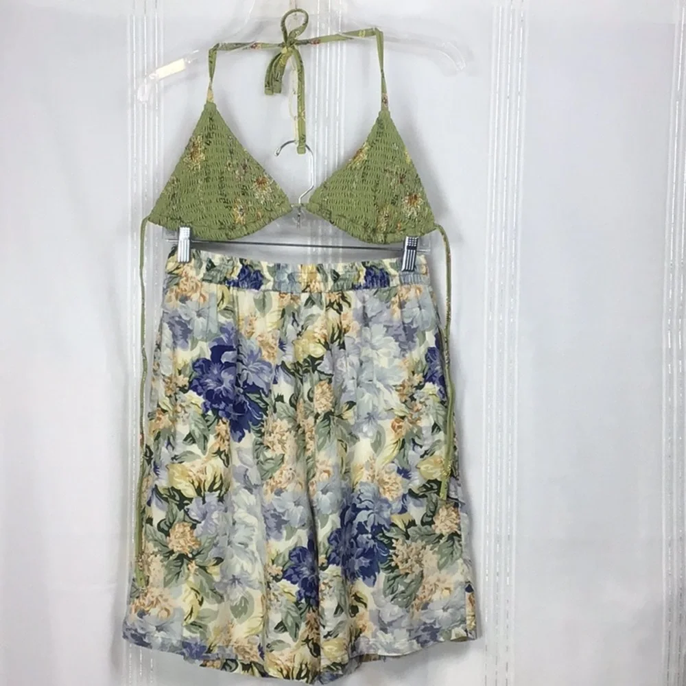 VTG Shorts A/M Sport A-Line Floral Print with Pockets Sz.L - Picture 9 of 9